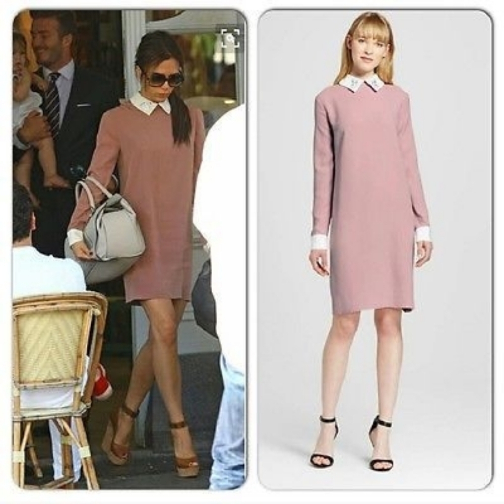 Victoria Beckham for Target Women's Blush Pink Collared Dress-Rabbit Collar M